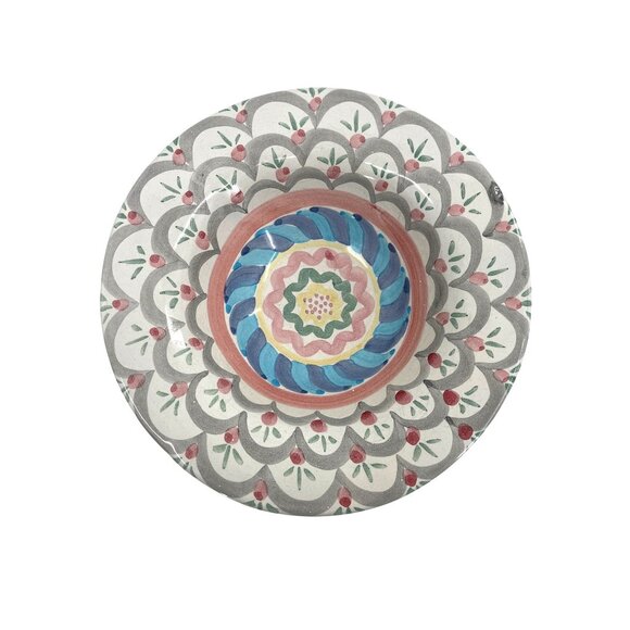 Mackenzie Childs Stoke‎ Gabriel Ceramic Cereal Bowl Floral Geometric Design 8.5" - Picture 1 of 7